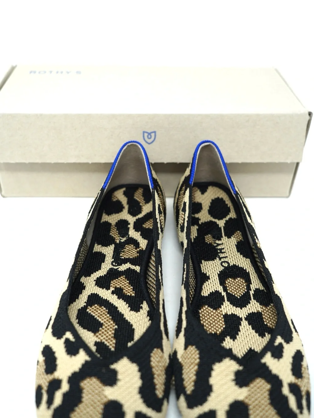 Rothy's The Flat Shoes leopard print round toe slip on ballet flats size 7 NWB